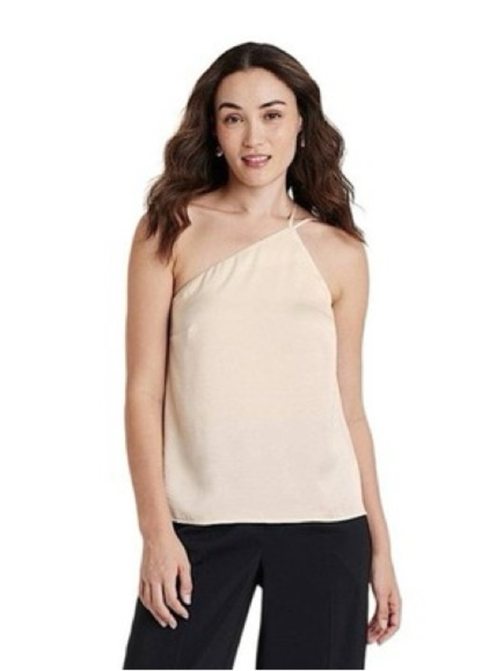 ONE SHOULDER STRAP CAMI BLOUSE SATIN FINISH